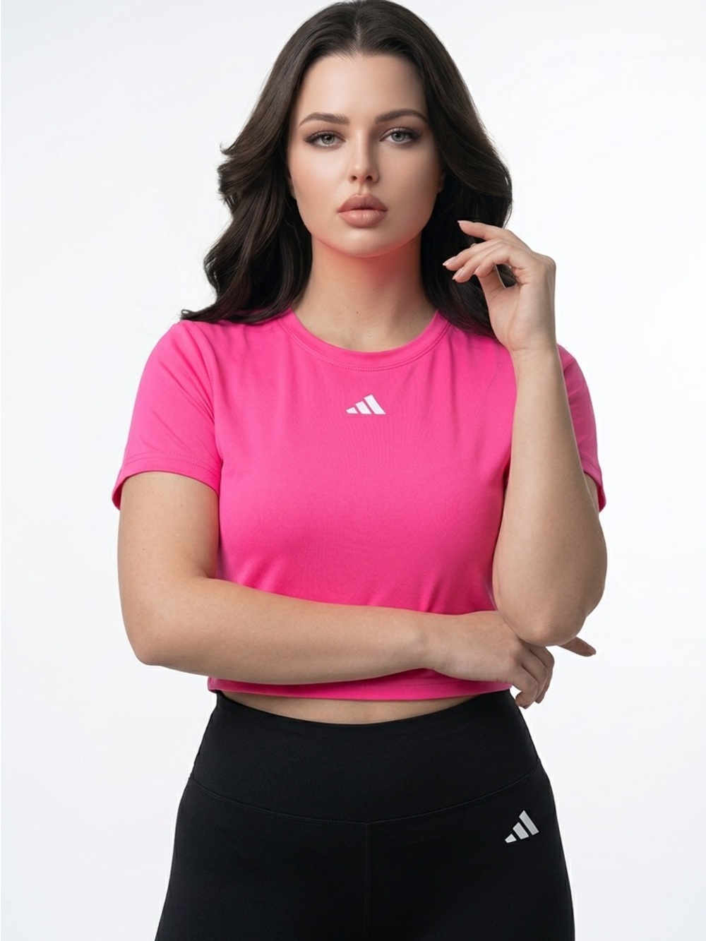 adidas Neon Pink Cropped Athletic Tee - Picture 16 of 16